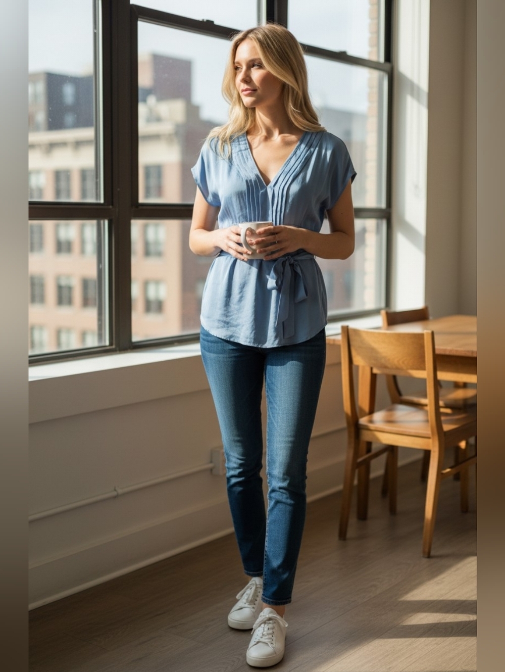 Banana Republic 100% Silk Blue Blouse Top 2 Preowned